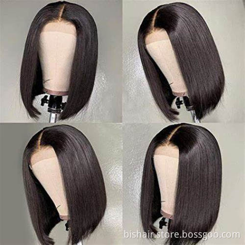 BIS Bob Lace Closure Wig For Women Short 4*4 Human Hair Bob Closure Wigs Natural Color Brazilian Straight 150 Density Bob Wigs